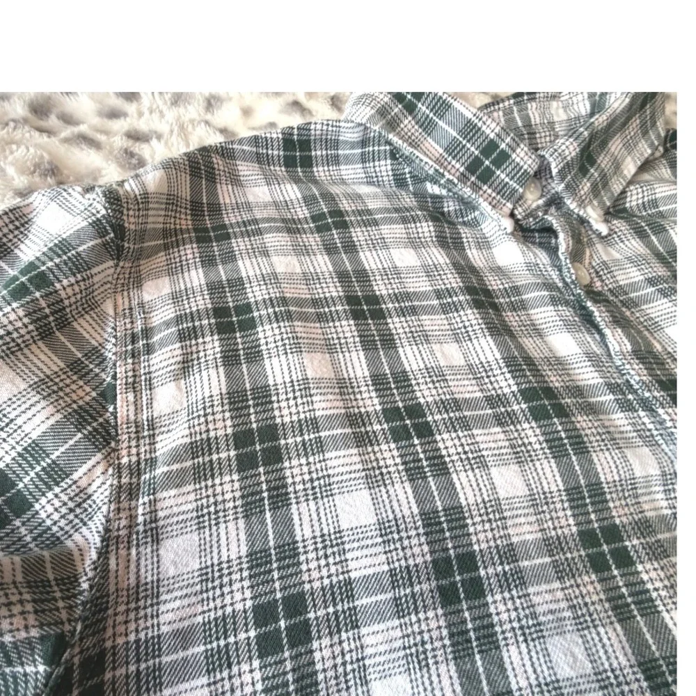 Banana Republic XL Slim Fit Plaid Button Down Shirt Green Light pink Long Sleeve
